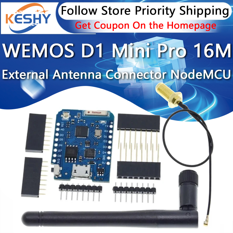 WEMOS D1 Mini Pro 16M ไบต์ขั้ว - D1 Mini Pro บทวิจารณ์และราคา
